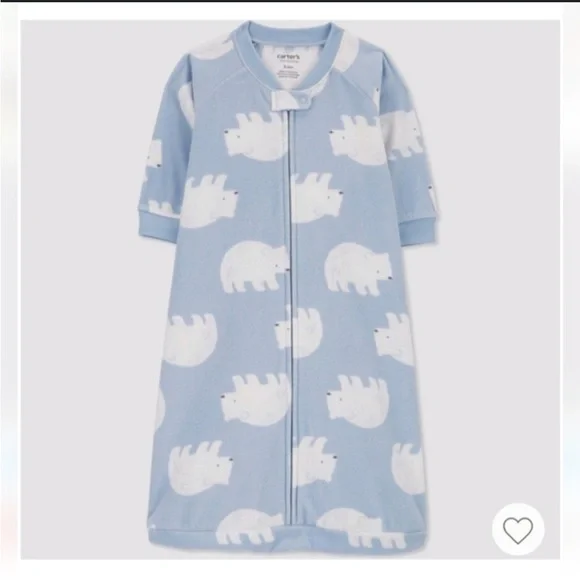 New with tags! Carter's Light Blue Polar Bear Sleep Sack size 3-6 m - Picture 1 of 4